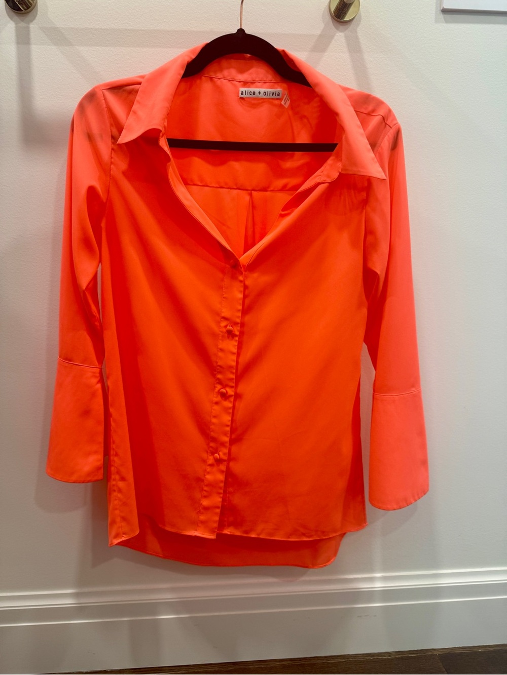 Alice + Olivia Vibrant Coral Button-Down Shirt